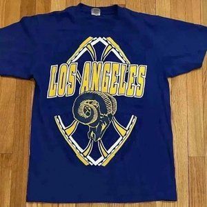 Vintage LA Los Angeles Rams Horns Up' Double Sided Shaka Active Shirt sz LARGE